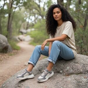 APL Athletic Propulsion Labs Jogger W Grey Cream Suede Sneaker 0524XC Womens 6.5